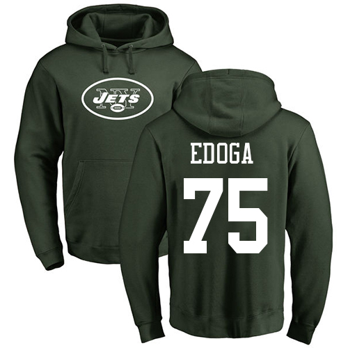 New York Jets Men Green Chuma Edoga Name and Number Logo NFL Football #75 Pullover Hoodie Sweatshirts->new york jets->NFL Jersey